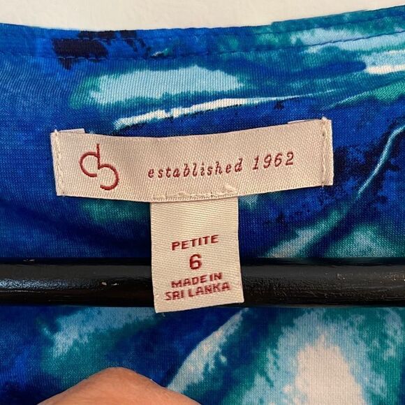 db 1962 A Line Dress Women’s Size 6P Blue/green leaf print - Picture 5 of 9